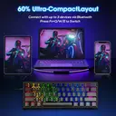 ETek 60% Tri-Mode mechanische Tastatur, US-QWERTY-Layout, RGB-Hintergrundbeleuchtung, klickender blauer Switch, 61 Tasten, wiederaufladbare Mini-Funktastatur für iPad, Mac, PC, Xbox image 6