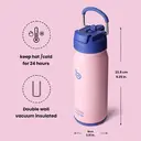 BOTTLE BOTTLE 16oz Insulated Water Bottle Stainless Steel Sport Water Bottle with Straw Dual-use Lid Design for Gym with Pill Box Pink image 4