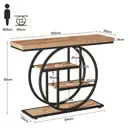 Tribesigns Table console 105 cm, Table derrière canapé industrielle à 4 niveaux pour entrée avec base circulaire, Table d'appoint étroite en bois avec étagères de rangement pour salon, couloir, entrée, Marron clair image 5