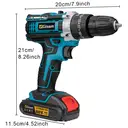 Drillpro 25+3 Perceuse à chocs, visseuse, perceuse-visseuse sans fil, 2 vitesses, batterie lithium-ion, outils électroportatifs image 5