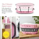 Swan x Lynsey Oval Collapsible Laundry Basket With Soft Grip Handles, 60Litre, Pink And Grey image 9