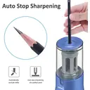 tenwin Electric Pencil Sharpener, AC Adapter-Powered, with Container for 6-12mm Coloured Pencils, Auto Stop for Artists, Kids, Office, Classroom, School Use, Portable, Heavy Duty (Blue) image 1