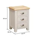 Bedside Table Windermere 3 Drawers Oak Top Grey/Natural image 7