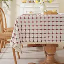 Nappe Rectangulaire Rustique à Carreaux avec Broderie et Bordure en Dentelle – Coton et Lin Anti-Poussière pour Cuisine et Salle à Manger 140x230cm, Rouge Clair image 3
