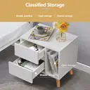 CLIPOP Modern Bedside Table with 2 Drawers and Open Side Storage Cabinet Storage Unit Nightstands White image 4