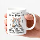 Alphynix 1 Mug blanc 33cl avec citation drôle "Ma bouche ne coopère pas" et design mignon de chat tigré, cadeau de Noël ou Thanksgiving humoristique & relatable,Le cadeau de la saint-valentin, cadeau d’anniversaire image 2
