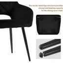 CLIPOP Velvet Dining Chair Set of 2 Padded Dining Table Armchairs with Metal Legs, Upholstered Tub Chairs Dining Room Kitchen Living Room Waiting Room 0198 black 45*52*83 cm image 5
