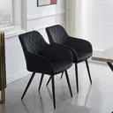 CLIPOP Velvet Dining Chair Set of 2 Padded Dining Table Armchairs with Metal Legs, Upholstered Tub Chairs Dining Room Kitchen Living Room Waiting Room 0198 black 45*52*83 cm image 8