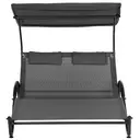 Outsunny Bain de Soleil 2 Places transat avec toit réglable appui-têtes et roulettes en acier et polyester dim. 200L x 137l x 138H cm gris foncé image 6