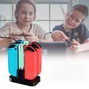 NAXSIR Oplaadstation voor Switch-controllers, 4-voudige Oplader, met Gekleurde LED Acryl Lichtkolommen Zwart image 6