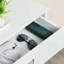 HOMCOM Shoe Cabinet, Slim Shoe Storage Cabinet with Drawer, 2 Flip-up Doors and Adjustable Shelf, Narrow Shoe Cupboard for 16 Pairs of Shoes for Entryway, Hallway, White image 7