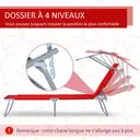 Outsunny Transat Bain de Soleil Pliable Chaise Longue Pliante Grand Confort Dossier Inclinable Multi-positions et Pare-Soleil réglable Dim. 187L x 58l x 36H cm rouge image 3