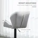 HOMCOM Bar Stools Adjustable Quilted Geo Velvet Grey/Black 2pcs image 6