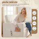 HOMCOM Canapé convertible 2 places 3 en 1, canapé-lit capitonné, lit gigogne double, dossier réglable, 2 coussins et poches d'accoudoirs, tissu aspect lin, pour chambre, beige image 8