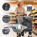Foldable Shopping Trolley with Cooling Compartment, 3-in-1 Trolley, Sack Truck & Shoulder Bag, Shopping Trolley, Shopping Trolley 43L Capacity & Tie Down Strap, Shopping Cart with Wheels, Foldable Trolley, Grocery Shopping, Portable Trolley, Gray image 4