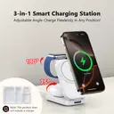 Rexsun 3 in 1 Foldable Magnetic Wireless Charging Station, 15W Fast for MagSafe Charger, Travel Size for iPhone 16/15/14/13/12, Apple Watch, AirPods, Adapter Not Included, T18, White image 6