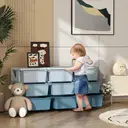 HOMCOM 9 Drawers Plastic Storage Units, 3 Tier Kids Storage Units, Children Toy Chest for Nursery, Playroom, Bedroom, Blue image 4