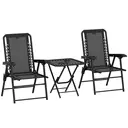 Outsunny 3 Pieces Garden Bistro Set, Folding Table and Chairs Set, Metal Garden Furniture Set with Cup Holders for Outdoor, Patio, Balcony, Black image 0