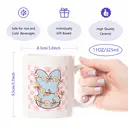 Alphynix 1pc Floral Bunny Mug, 11oz Ceramic Coffee Cup with Light Blue Rabbit, Yellow Flowers and Pink Checkerboard, Spring Gift for Women, Girls image 7