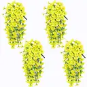 Yuejia Lot de 4 bouquets suspendus de fleurs artificielles en soie liseron jaune clair - 75 cm image 0