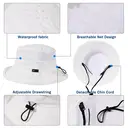 TOP-EX Chapeau de soleil type seau pour femme à large bord, perforation pour queue de cheval, pliable pour l’été, voyage, plage et plein air, blanc image 2