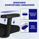 Fauteuil de Bureau Ergonomique avec Accoudoirs Réglables, Soutien Lombaire Confort en Éponge Naturelle et Appui-Tête, Chaise de Direction Pivotante avec Fonction Bascule, Charge Maximale 150 kg image 5