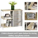HOMCOM Chest of Drawers Storage  Dresser Cabinet Organizer with 3 Fabric Drawers and 2 Display Shelves for Living Room, Bedro image 3