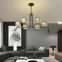 Homary Black & Gold Sputnik Glass Chandelier 6-Light Ceiling Light Adjustable Height image 1