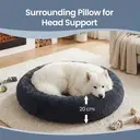 SONGMICS Fluffy Calming Donut Dog Bed with Removable, 140 x 140 x 20 cm, Washable Cover, Dark Gray image 4