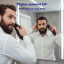 RAF Tondeuse professionnelle sans fil 5W puissante, écran LED, lame en acier au carbone, kit de coiffage pour hommes, coiffeur à domicile image 5