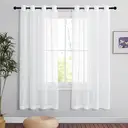PONY DANCE Sheer Linen Look Curtains with Eyelet, 2 Panels W140 x L175 cm(W55 x L69 inch), White image 0