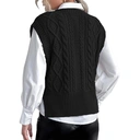 Sweater Vest for Women V Neck Sleeveless Knit Solid Casual Ribbed Preppy Pullover Tops (black, XXL) image 1