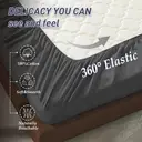 LeBonsoir 180x200cm Fitted Sheet， 30CM/12Inch Deep Pocket - 100% Cotton， No-Pop Off Elastic， 1 Fitted Sheet Only-Dark Gray image 4