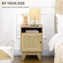 HOMCOM Bedside Table Rattan 1 Door Oak Effect image 5