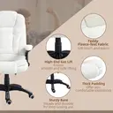 Vinsetto Massage Office Chair with Lumbar Heating, Boucle Fabric Executive Computer Desk Chair with High and Reclining Back, Tilt Function, Adjustable Height, Padded Armrests, White image 8