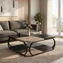 LANTINE Table basse carrée industrielle 100 x 100 x 50 cm Rangement 2 niveaux Bois et cadre métallique Noir Marron rustique image 0
