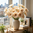 Yuejia 3Pcs 9.05in/23cmArtificial Silk Gerbera Flowers Wedding Home verandahs Table Decor Fake Daisy Chrysanthemum Party Home Decoration(champagne) image 1