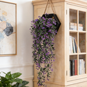 2Pcs 31.49in/80cmArtificial flower wall hanging simulation plant rattan wall hanging indoor wall decoration chlorophytum comosum false flower golden bell willow ceiling decoration(purple) image 5