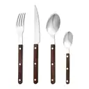 Fangyuan Set de 4 couverts en acier inoxydable compatible lave-vaisselle - Manche en bois image 2