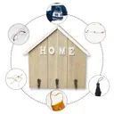 ALPHYNIX Porte-clés mural en forme de maison avec 3 crochets en métal - Bois image 4