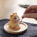 JU7CER 1pc Adorable Kitten-shaped Incense Holder Ceramic Aromatherapy Burner Creative Home Decor Ornament Zen Tea Ceremony Incense Burner Crown Yellow Kitten - Stick Incense image 4
