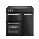 Belling FARMHOUSE 90Ei Induction Range Cooker – 90cm, 5-Zone Induction Hob with Link+, Dual Electric Ovens, AirFry Function, Black, A Rated image 1