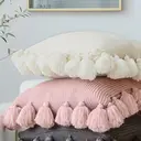 MEROPE, Acrylic Knit/Fringed Cushion Cover, 50x50cm, pink, 1pack image 0