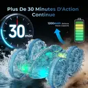 Voiture jouet télécommandée Tokky Entièrement étanche à l'eau Transmission intégrale Rotation à 360° Lumières colorées Chargement USB Amphibie QX014 image 3