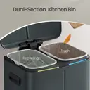 SONGMICSHOME  40L Double Kitchen Bin with Lids, Rubbish Bin, Soft Close with Plastic Inner Buckets, Greenish Grey image 7
