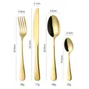 FangYuan Set de 4 couverts classiques en acier inoxydable compatible lave-vaisselle - Or image 3