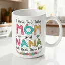 Alphynix 1 pièce, mug café maman, mug j'ai deux titres maman et mamie, tasse je assure les deux, cadeau pour femmes décoration fleurie tasse à thé pour fête des mères, mamie super idée cadeau pour anniversaire,Le cadeau de la saint-valentin, cadeau d’anniversaire image 1