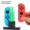 NAXSIR Oplaadstation voor Switch-controllers, 4-voudige Oplader, met Gekleurde LED Acryl Lichtkolommen Zwart image 2