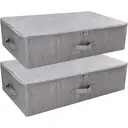 ANQI 2 Pack Foldable Underbed Storage Boxes with Zipper Cover, Light Grey image 0