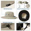 TOP-EX Chapeau anti-UV à bords larges avec arceau amovible et panneau en mesh ventilé gris - taille M/L image 3